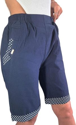 Generic Womens Celia Knee-Length Shorts, Ladies Summer Stretch Printed Trim Cherry Berry Short (Navy, 20)