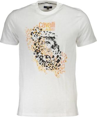 Cavalli Logo Katoenen T-shirt - Heren - T-shirts - Wit - 2XL - Katoen - Tops