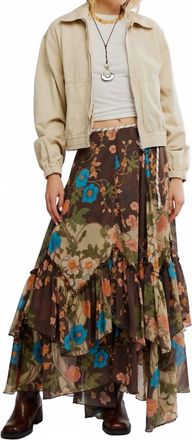 Free People Palermo Villa Chiffon Maxi Skirt In Brown Combo