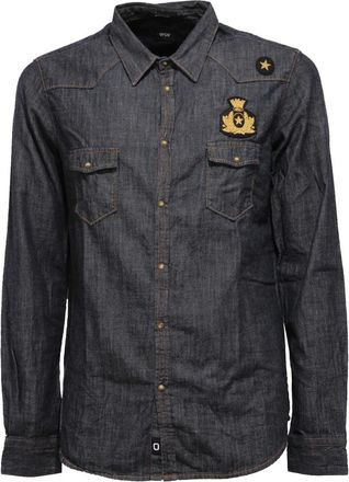 Officina36 Cotton Delave Shirt - Heren - Spijkeroverhemden - Blauw - M - Katoen - Overhemden