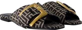 Balmain Womens Anthem Sandals Black Cotton