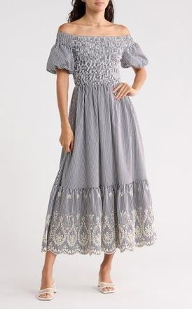 Flying Tomato Striped Midi Dress in Navy White at Nordstrom Rack, Size X-Small