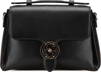 Gucci Pre-owned Womens Interlocking G Small Top Handle - Black Leather - One Size