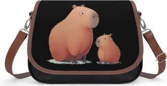 Generic Capybara Mama Crossbody Bag Womens Handbag PU Message Bags Shoulder Purse with Adjustable Strap