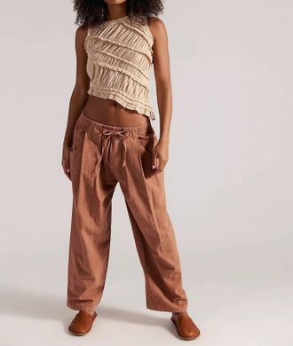 Free People Chambers Laid Back Linen Pant In Canyon Sunset