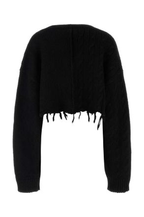 VETEMENTS Womens Black Alpaca Blend Cardigan Exterior: Nylon Wool Maglieria
