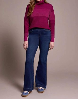Tribal Audrey Boundless Stretch Denim Pull-On Flare Jeans In Dark Night