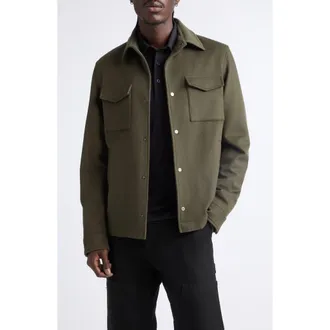 Herno Wool & Cashmere Shirt Jacket in 7780 Army Green at Nordstrom, Size 52