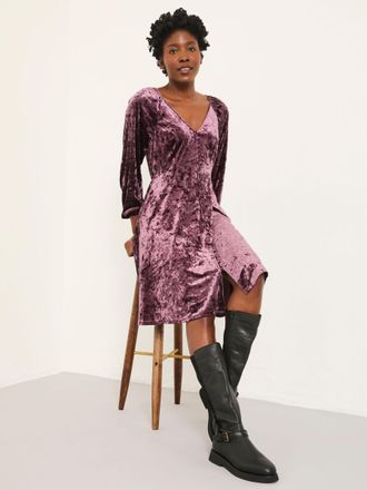Fat Face FatFace Em Dark Purple Petite Velvet Mini Dress