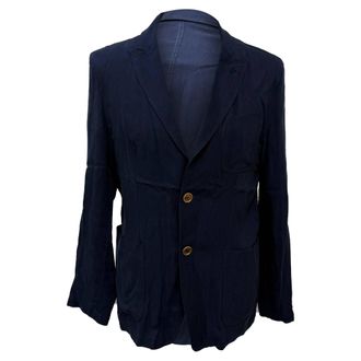 Armani Giorgio Armani Enkelknoop Blazer met Zakken in Donkerblauwe Katoen