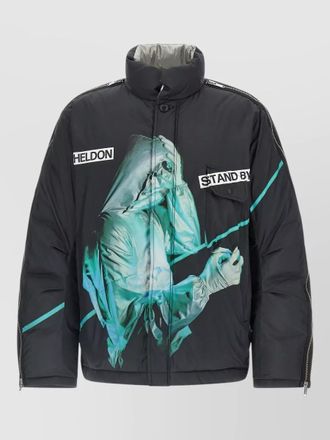 Undercover uc2e4204 high collar graphic print coat