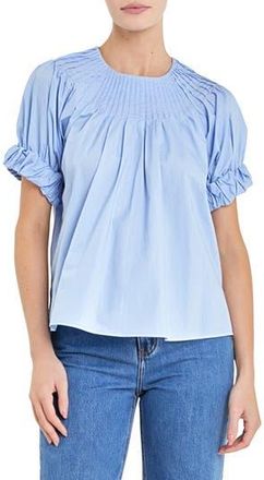 English Factory Pintuck Yoke Top in Blue at Nordstrom Rack, Size X-Small