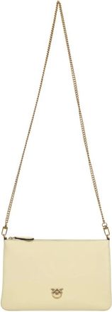 Pinko Flat Classic Pouch - Dames - Schoudertassen - Beige - ONE Size - Leer - Tassen