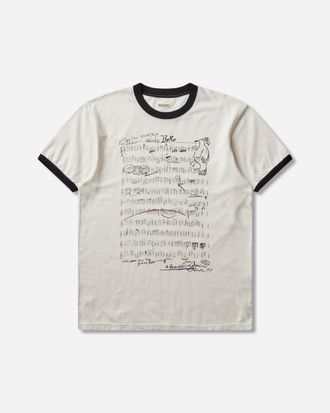 KAPITAL Men s 20/-Jersey Ringer T-Shirt (Boro Elegy) Ecru