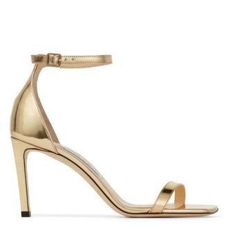 Jimmy Choo London Gold Alva 85 Leather Sandals