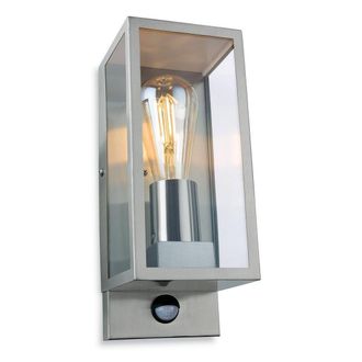 Netlighting Dallas Outdoor PIR Motion Sensor Flush Box Wall Light Stainless Steel IP44 E27 in Black