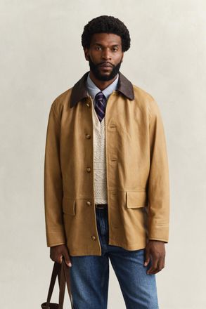 GANT Men Leather Decker Jacket (XL) WARM KHAKI