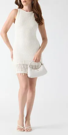 Guess Mayci Beaded Hem Minidress in Dove White at Nordstrom, Size X-Small