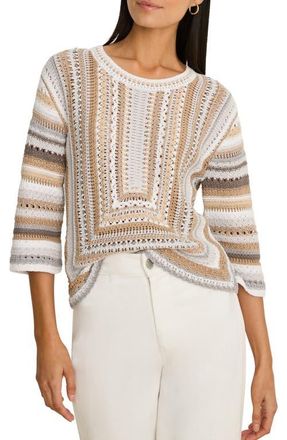 Nic+Zoe Pastiche Mix Stitch Sweater in Neutral Multi at Nordstrom, Size Xx-Large