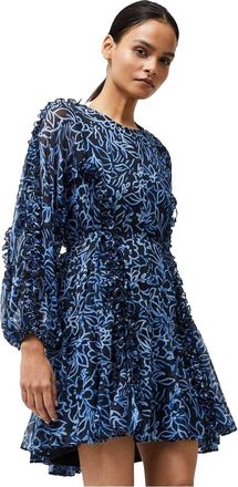 French Connection Mini-jurk met ronde hals en abstract bloemenpatroon voor dames (Marine)