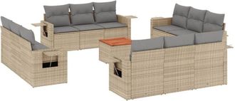 vidaXL Juego De Sof&aacute;s Jard&iacute;n Con Cojines Beige Mezcla 13 Pzas Rat&aacute;n Pe Vidaxl