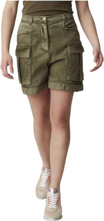 Pinko Katoenen Gereinigde Broek - Dames - Korte Broeken - Groen - XS - Katoen - Korte Broeken