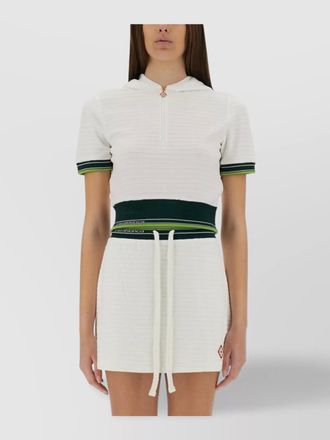 Casablanca hooded short top striped trim