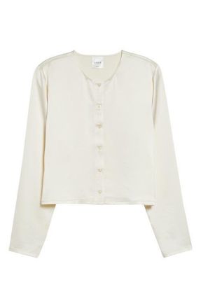 Leset Barb Button-Up Crewneck Cardigan in Creme at Nordstrom, Size X-Large