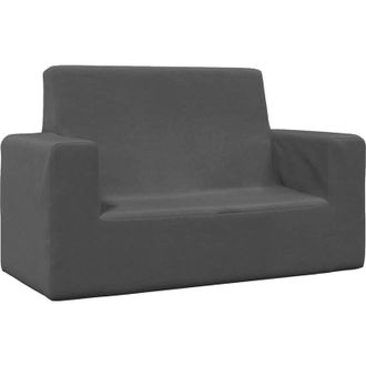 vidaXL Vidaxl - Sof&aacute; Para Ni&ntilde;os De 2 Plazas De Felpa Suave Gris Antracita