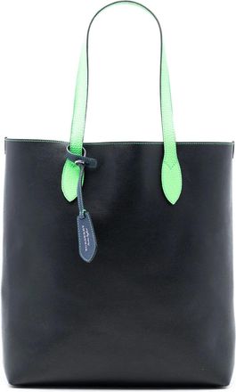 Burberry 2000-2017 Grained Leather and Haymarket Check Coated Canvas Reversible North South tote bag - women - Fabric/Calf Leather/Leat