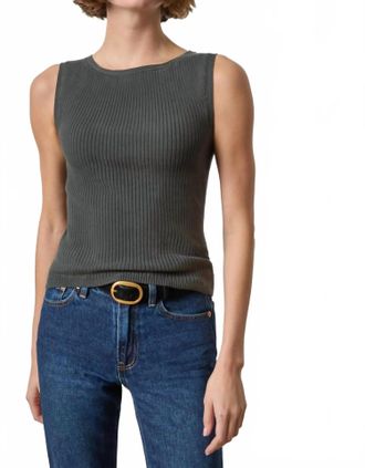 Lilla P Sleeveless Rib Top In Elm