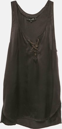 Isabel Marant Black Satin Lace-Up Tank Top