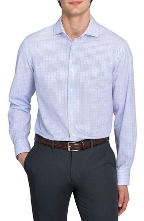 W.R.K Slim Fit Microcheck Performance Dress Shirt in White/Purple at Nordstrom, Size 15.5 - R