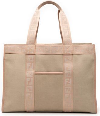 Fendi Pre-owned Fendi Zucca Trimmed Canvas Tote Ladies 2258 8BH165 MZH 068
