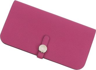 Herm&egrave;s Kara Rose Purple Togo Leather Long Wallet (Bi-Fold) (Pre-Owned)