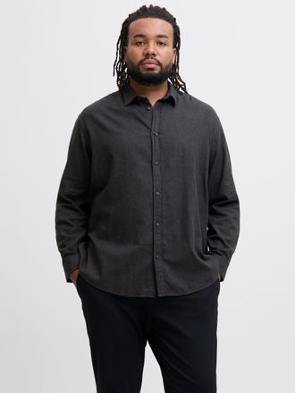 Jack & Jones Plus Size Langarmhemd JJECLASSIC MELANGE SHIRT L/S SN PLS, Herren, Gr. 4XL, N-Gr, grau (dunkelgrau melange), Web, Obermaterial: 100% Baumwolle, JACK & JONES PLU