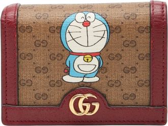 Gucci Gg Supreme Beige Wine Pvc Leather Wallet (Bi-Fold) (Pre-Owned)