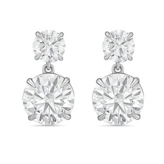 Diana M. Jewels 14KT WG 8.00 Ct TW of Lab grown round diamonds drop earrings