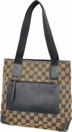 Gucci Black Brown Canvas Tote Bag (Pre-Owned)