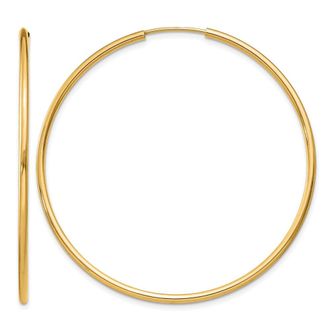 Diamond2Deal 14k Yellow Gold 1.50mm Polished Round Hoop Earrings 45 mm