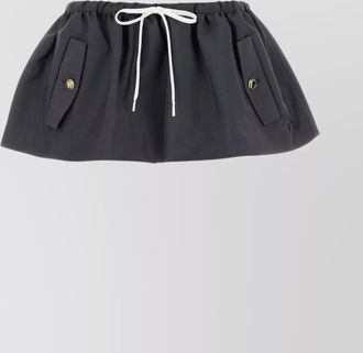 Miu Miu mini skirt mohair blend drawstring elastic waistband button