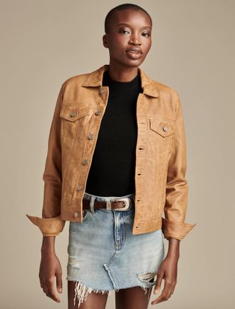 Lucky Brand Womens Leather Trucker Jacket