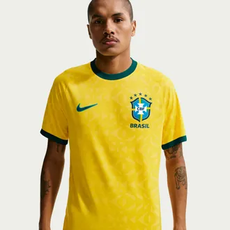 Nike Brazil Nike Mens Soccer Short-Sleeve Supporters Top in Yellow | JU1492-724