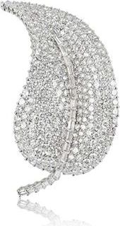 Bespoke 18ct White Gold Diamond Leaf Brooch