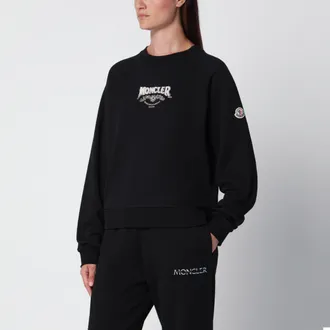 Moncler Black sweatshirt with logo embroidery