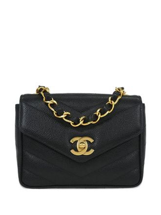 Chanel 1995 chevron flap shoulder bag - Black