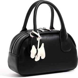 Generic PU Leather Handbag with Adjustable Strap Pillow Bag for Women Shopping (Black)