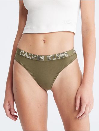 Calvin Klein Womens Ultimate Cotton Thong - Green - XS