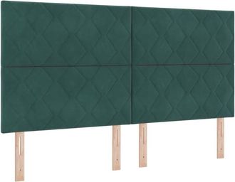 vidaXL Cabecero Led Geom&eacute;trico Manual Verde Oscuro 180 Cm Terciopelo Vidaxl