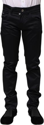 Dolce & Gabbana Black Cotton Skinny Mid Waist Mens Pants